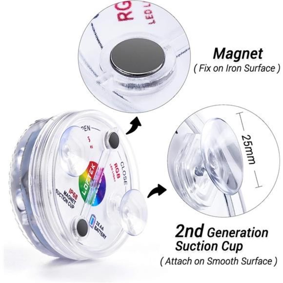 Submersible LED Lights with Remote RF(164ft),Full Waterproof Pool Lights - Picture 2 of 6